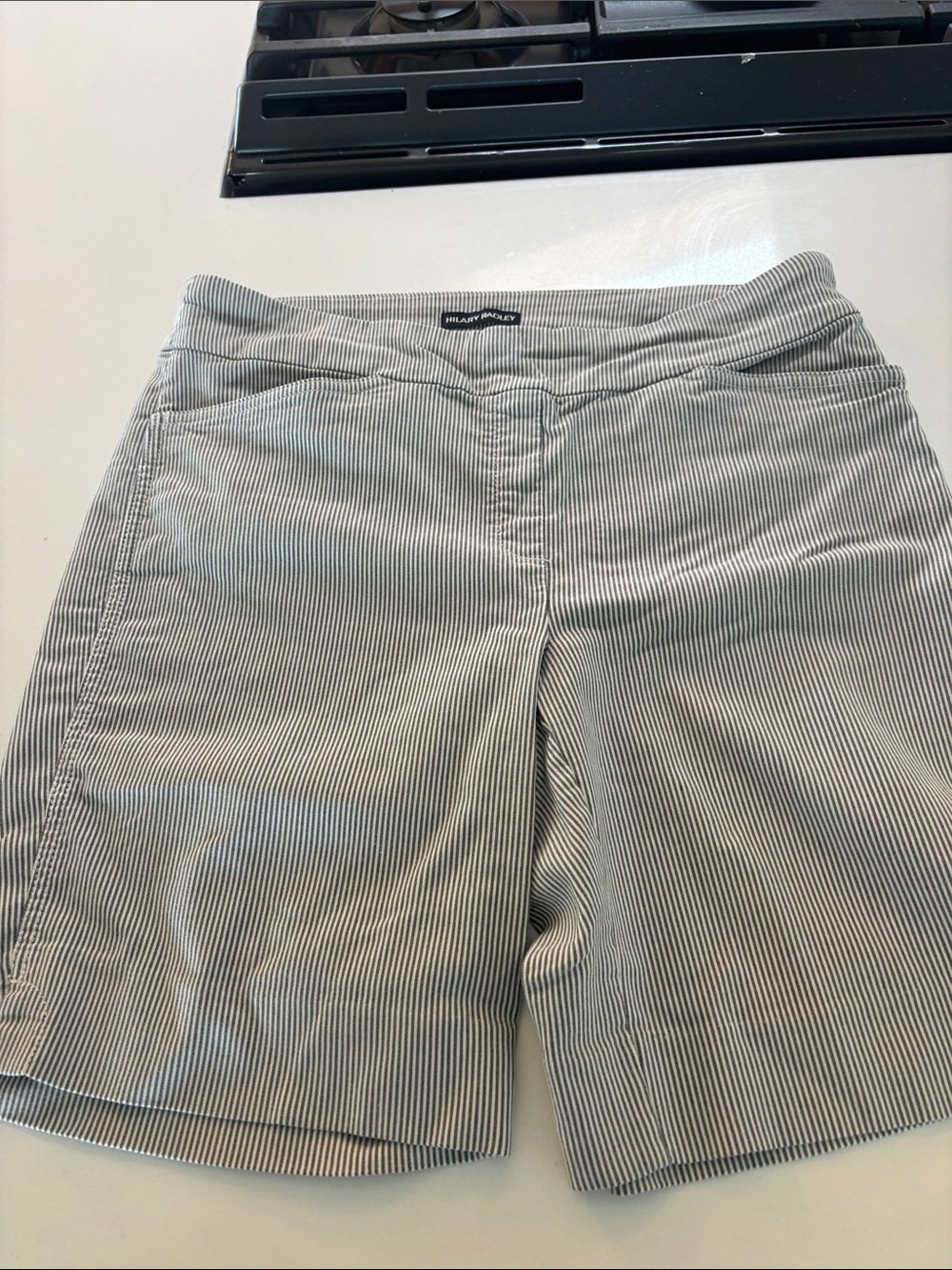Hilary Radley White and Navy Pinstripe High Waist Shorts